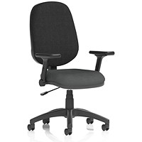 Eclipse Plus I Black Back Lever Task Operator Chair, Folding Arms, Quest Mussel