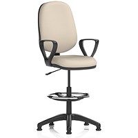 Eclipse Plus I High Rise Operator Chair, Fixed Height Arms, Quest Salt