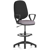 Eclipse Plus I Black Back High Rise Operator Chair, Fixed Height Arms, Rivet Fuse