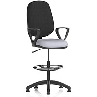 Eclipse Plus I Black Back High Rise Operator Chair, Fixed Height Arms, Quest Shell