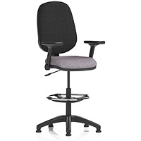Eclipse Plus I Black Back High Rise Operator Chair, Folding Arms, Rivet Fuse