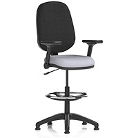 Eclipse Plus I Black Back High Rise Operator Chair, Folding Arms, Quest Shell