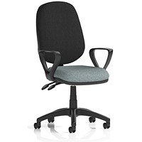 Eclipse Plus II Black Back Lever Task Operator Chair, Fixed Height Arms, Rivet Tensile