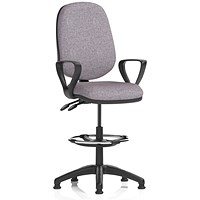Eclipse Plus II High Rise Operator Chair, Fixed Arms, Rivet Fuse