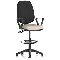 Eclipse Plus II High Rise Black Back Operator Chair, Fixed Arms, Quest Salt