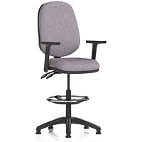 Eclipse Plus II High Rise Operator Chair, Height Adjustable Arms, Rivet Fuse