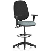 Eclipse Plus II High Rise Black Back Operator Chair, Height Adjustable Arms, Rivet Tensile