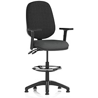 Eclipse Plus II High Rise Black Back Operator Chair, Height Adjustable Arms, Quest Mussel