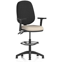 Eclipse Plus II High Rise Black Back Operator Chair, Height Adjustable Arms, Quest Salt
