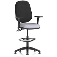 Eclipse Plus II High Rise Black Back Operator Chair, Height Adjustable Arms, Quest Shell
