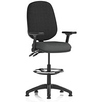 Eclipse Plus II Black Back High Rise Operator Chair, Folding Arms, Quest Mussel