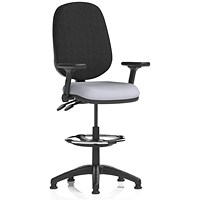 Eclipse Plus II Black Back High Rise Operator Chair, Folding Arms, Quest Shell