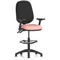 Eclipse Plus II Black Back High Rise Operator Chair, Folding Arms, Quest Shrimp