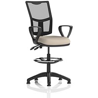 Eclipse Plus II Mesh Back High Rise Operator Chair, Fixed Arms, Quest Salt
