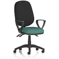 Eclipse Plus III Black Back Lever Task Operator Chair, Fixed Height Arms, Quest Kelp