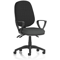 Eclipse Plus III Black Back Lever Task Operator Chair, Fixed Height Arms, Quest Mussel