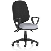 Eclipse Plus III Black Back Lever Task Operator Chair, Fixed Height Arms, Quest Shell