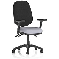Eclipse Plus III Black Back Lever Task Operator Chair, Folding Arms, Quest Shell