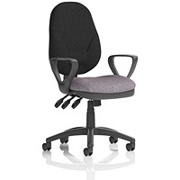 Eclipse Plus XL Black Back Lever Task Operator Chair, Fixed Height Arms, Rivet Forge