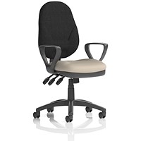 Eclipse Plus XL Black Back Lever Task Operator Chair, Fixed Height Arms, Quest Salt