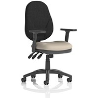 Eclipse Plus XL Black Back Lever Task Operator Chair, Height Adjustable Arms, Quest Salt