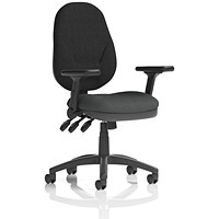 Eclipse Plus XL Black Back Lever Task Operator Chair, Folding Arms, Quest Mussel