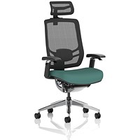Ergo Click Mesh Back Chair With Headrest, Height Adjustable Arms, Quest Kelp