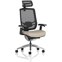 Ergo Click Mesh Back Chair With Headrest, Height Adjustable Arms, Quest Salt