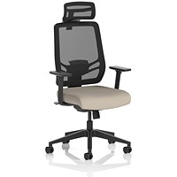 Ergo Twist Mesh Back Ergonomic Task Operator Office Chair With Headrest, Height Adjustable Arms, Quest Salt