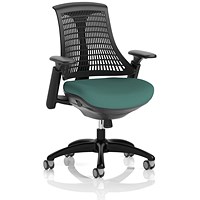 Flex Task Black Frame Black Back Operator Chair, Height Adjustable Arms, Quest Kelp