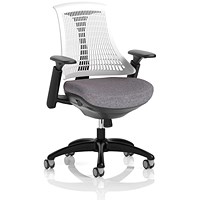 Flex Task Black Frame White Back Operator Chair, Height Adjustable Arms, Rivet Fuse