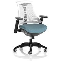Flex Task Black Frame White Back Operator Chair, Height Adjustable Arms, Rivet Quench