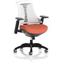 Flex Task Black Frame White Back Operator Chair, Height Adjustable Arms, Quest Crab