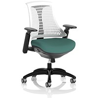 Flex Task Black Frame White Back Operator Chair, Height Adjustable Arms, Quest Kelp