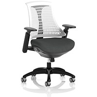 Flex Task Black Frame White Back Operator Chair, Height Adjustable Arms, Quest Mussel