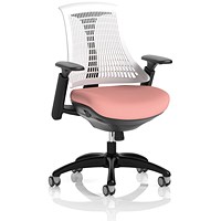 Flex Task Black Frame White Back Operator Chair, Height Adjustable Arms, Quest Shrimp