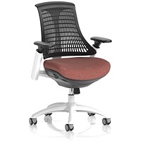 Flex Task White Frame Black Back Operator Chair, Height Adjustable Arms, Rivet Forge