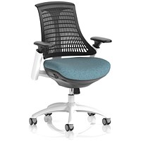 Flex Task White Frame Black Back Operator Chair, Height Adjustable Arms, Rivet Quench
