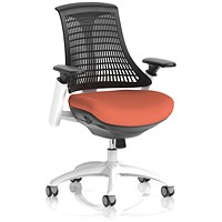 Flex Task White Frame Black Back Operator Chair, Height Adjustable Arms, Quest Crab