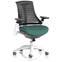 Flex Task White Frame Black Back Operator Chair, Height Adjustable Arms, Quest Kelp