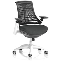 Flex Task White Frame Black Back Operator Chair, Height Adjustable Arms, Quest Mussel