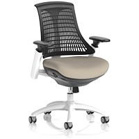 Flex Task White Frame Black Back Operator Chair, Height Adjustable Arms, Quest Salt