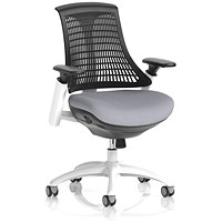 Flex Task White Frame Black Back Operator Chair, Height Adjustable Arms, Quest Shell