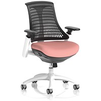 Flex Task White Frame Black Back Operator Chair, Height Adjustable Arms, Quest Shrimp