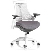 Flex Task White Frame White Back Operator Chair, Height Adjustable Arms, Rivet Fuse