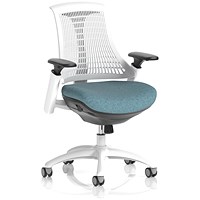 Flex Task White Frame White Back Operator Chair, Height Adjustable Arms, Rivet Quench