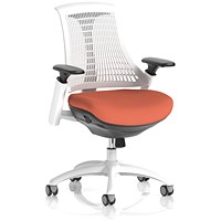 Flex Task White Frame White Back Operator Chair, Height Adjustable Arms, Quest Crab