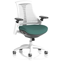 Flex Task White Frame White Back Operator Chair, Height Adjustable Arms, Quest Kelp
