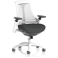 Flex Task White Frame White Back Operator Chair, Height Adjustable Arms, Quest Mussel