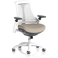 Flex Task White Frame White Back Operator Chair, Height Adjustable Arms, Quest Salt